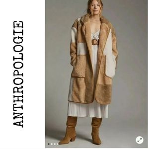 Anthropologie Pilcro Color-blocked Sherpa Long Coat Size Medium